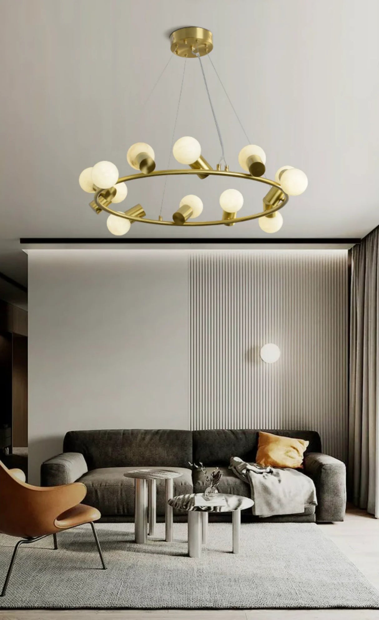 Alabaster Raechelle Brass Chandelier