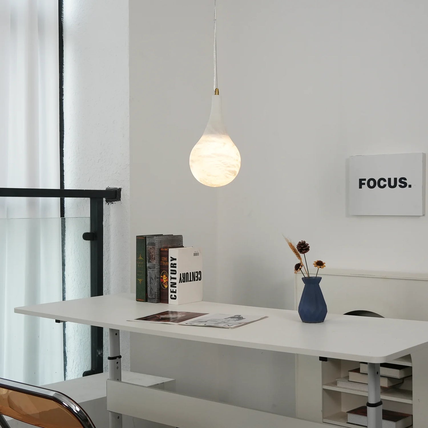 Alabaster Raindrop Pendant Light