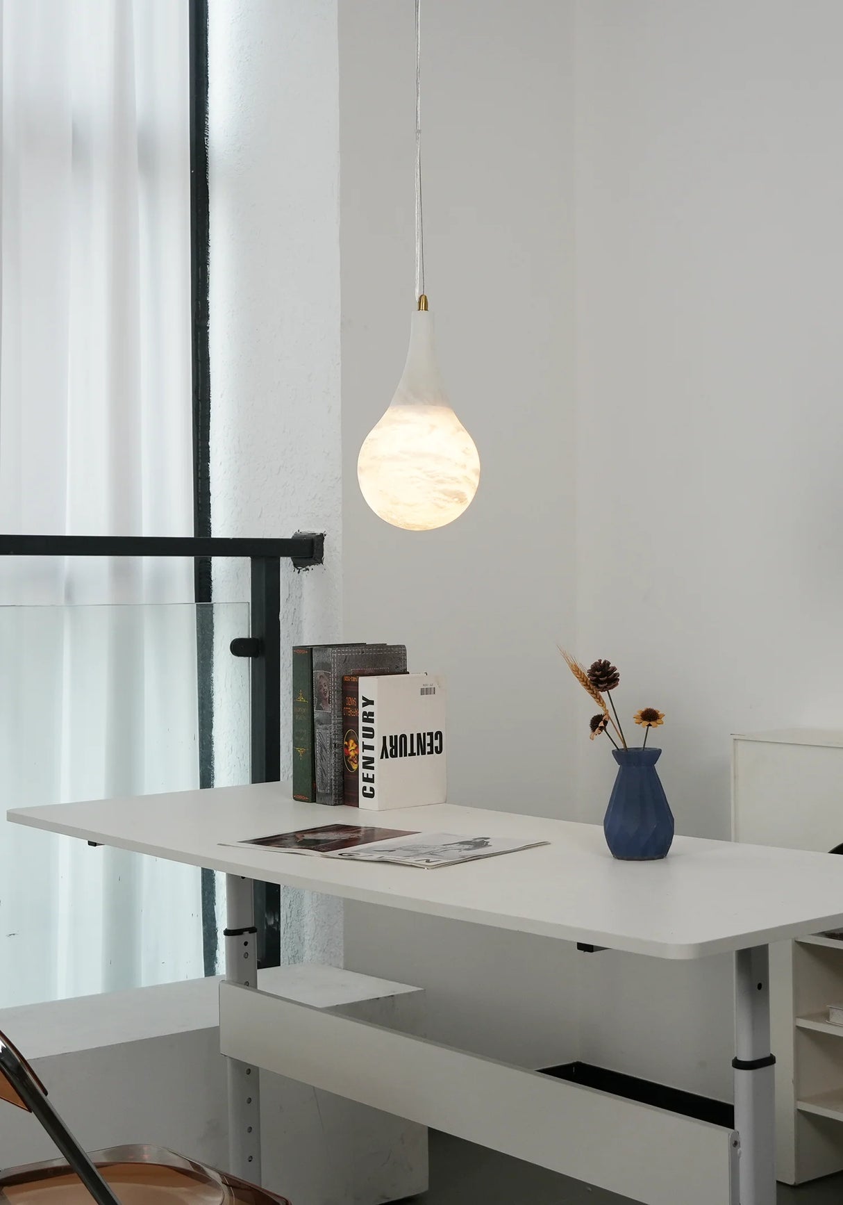 Alabaster Raindrop Pendant Light