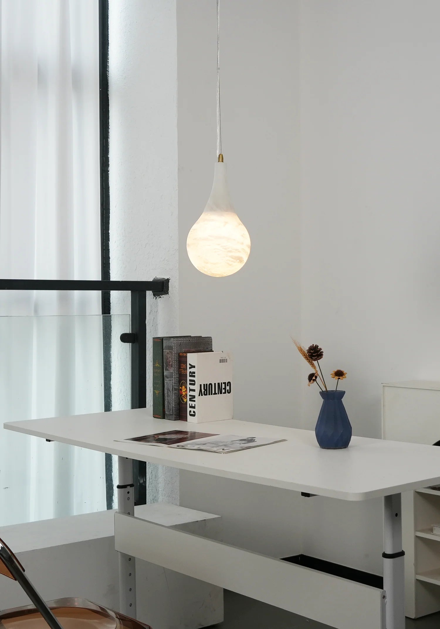 Alabaster Raindrop Pendant Light