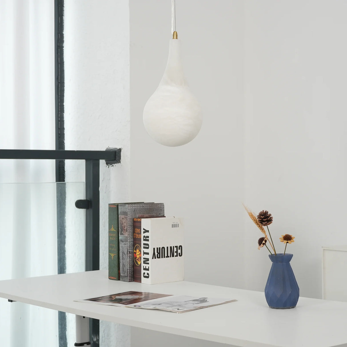 Alabaster Raindrop Pendant Light