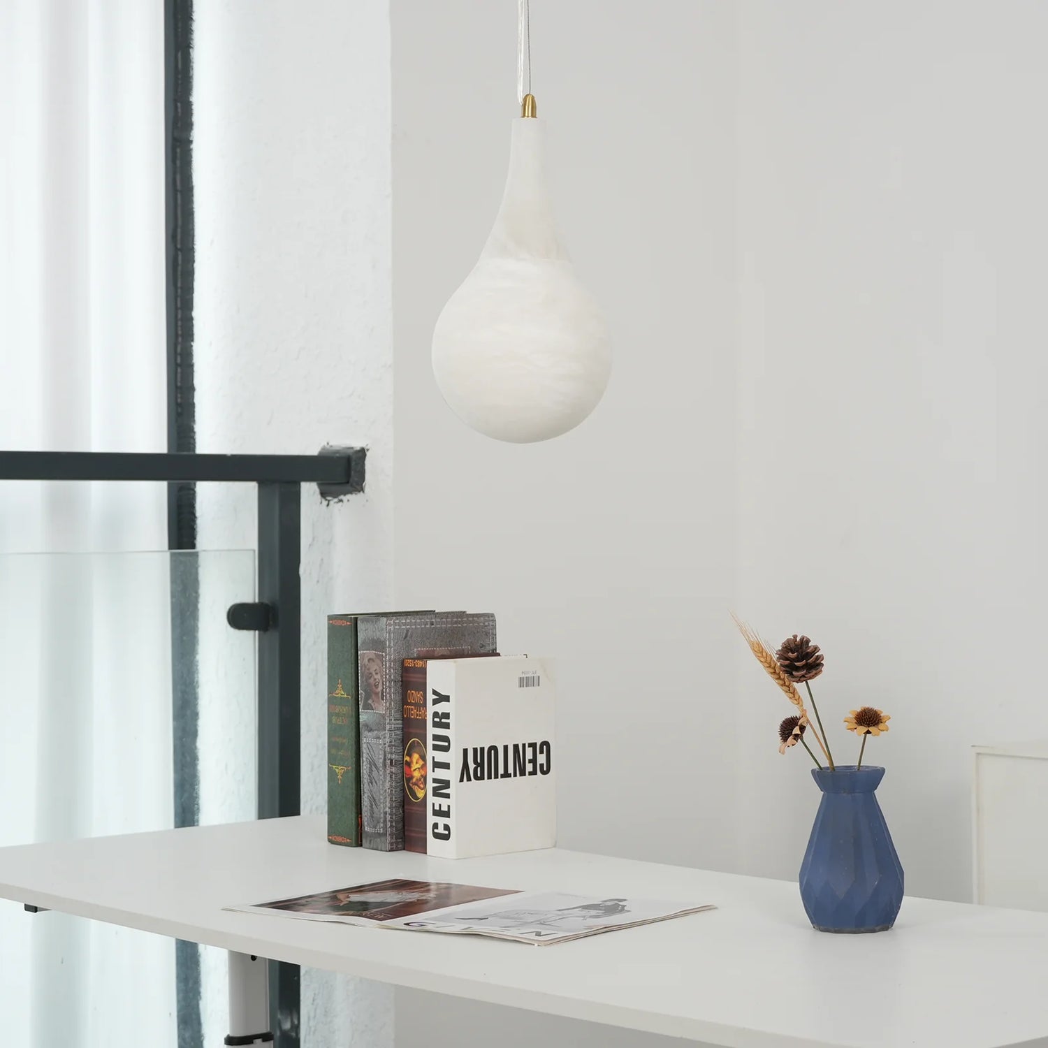 Alabaster Raindrop Pendant Light