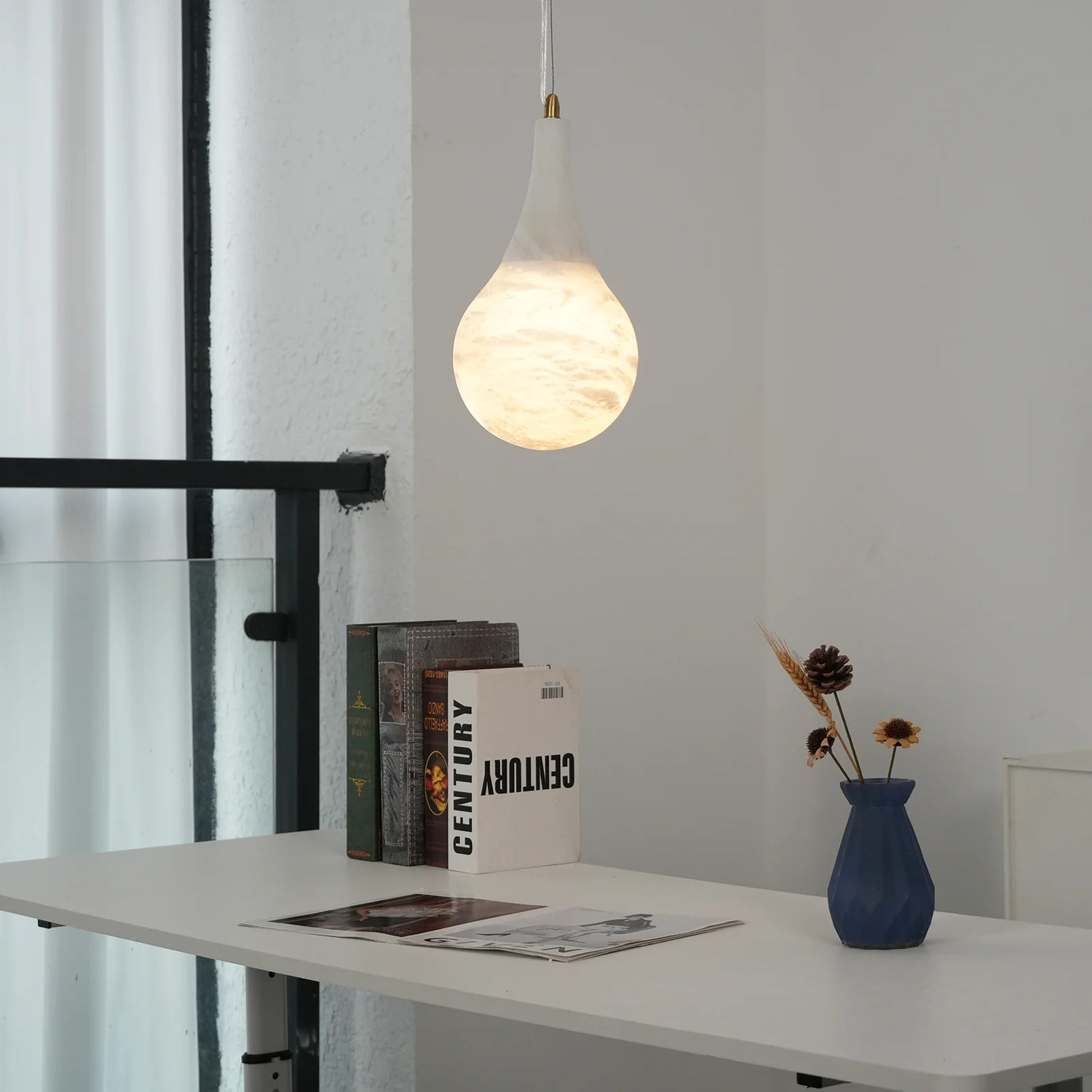 Alabaster Raindrop Pendant Light