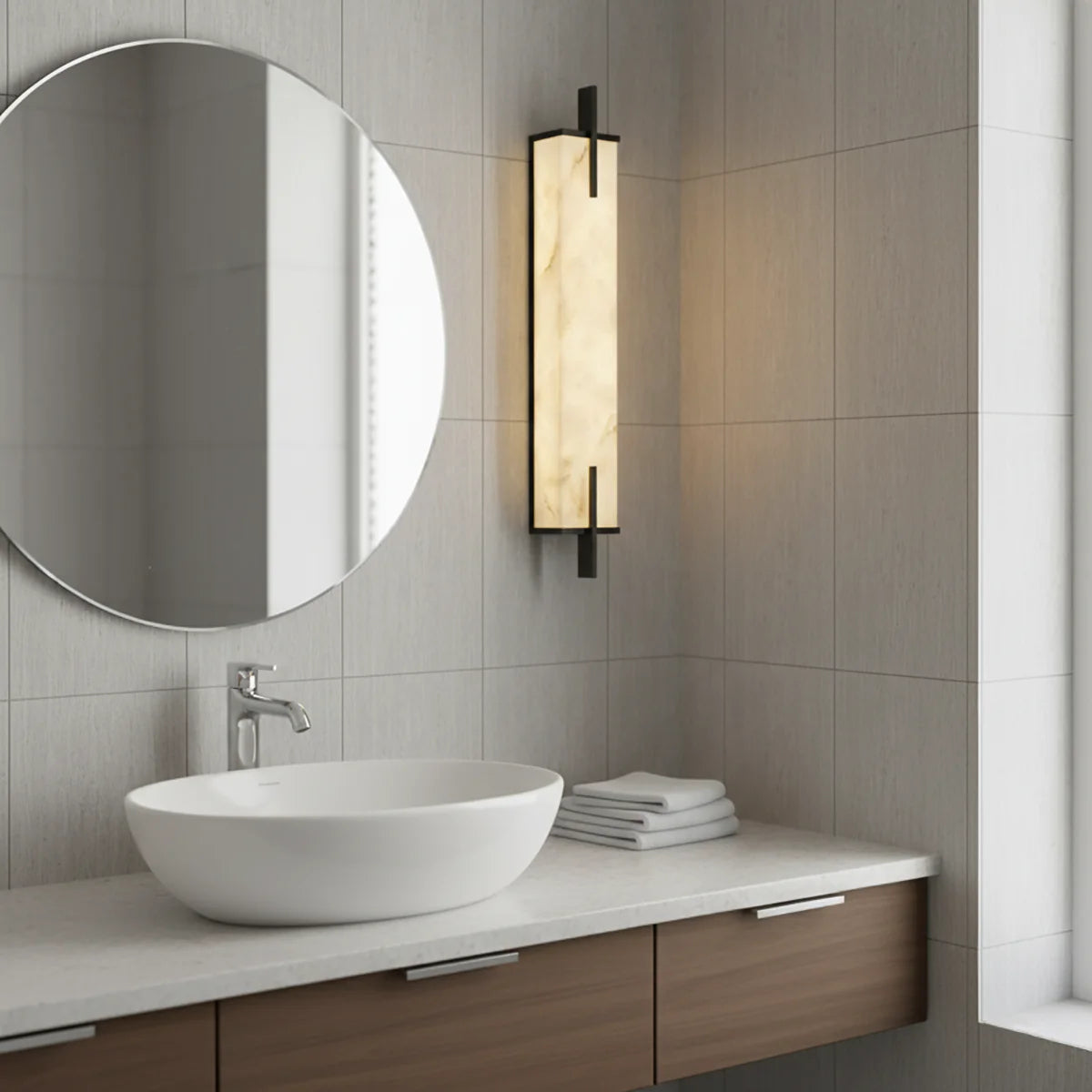 Alabaster Rectangle Calliope Wall Sconce