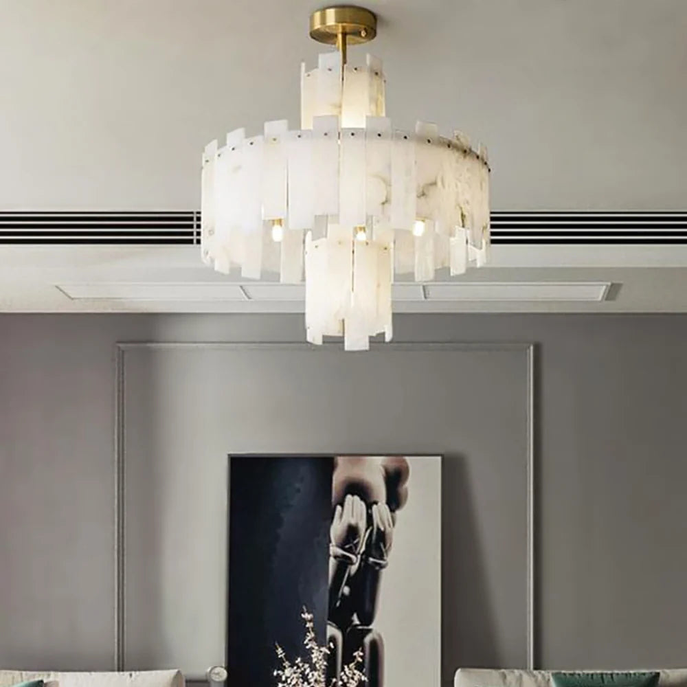 Alabaster Regina Modern Round Chandelier