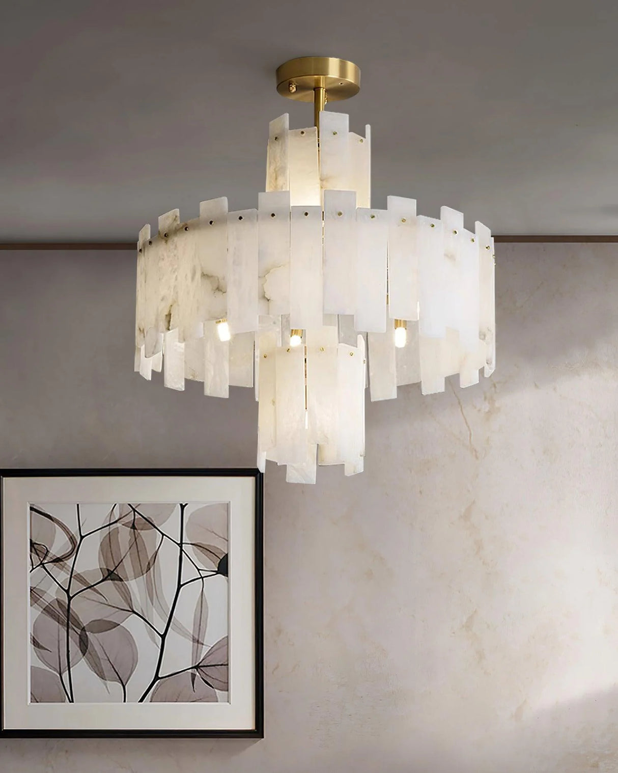 Alabaster Regina Modern Round Chandelier