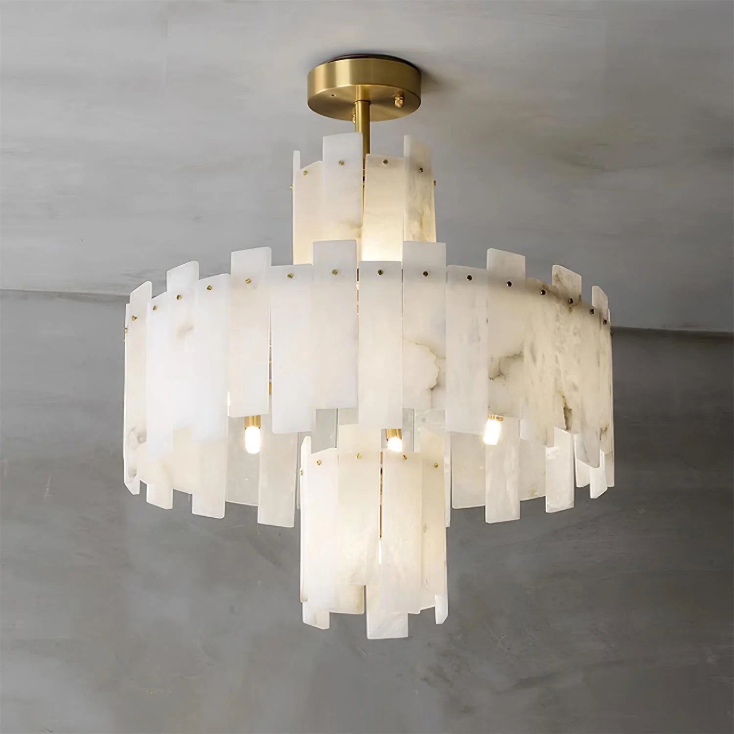 Alabaster Regina Modern Round Chandelier