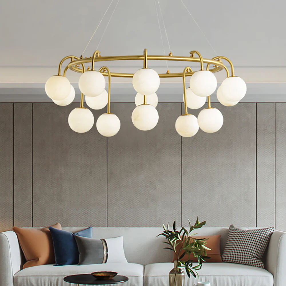 Alabaster Sphere Ring Chandelier