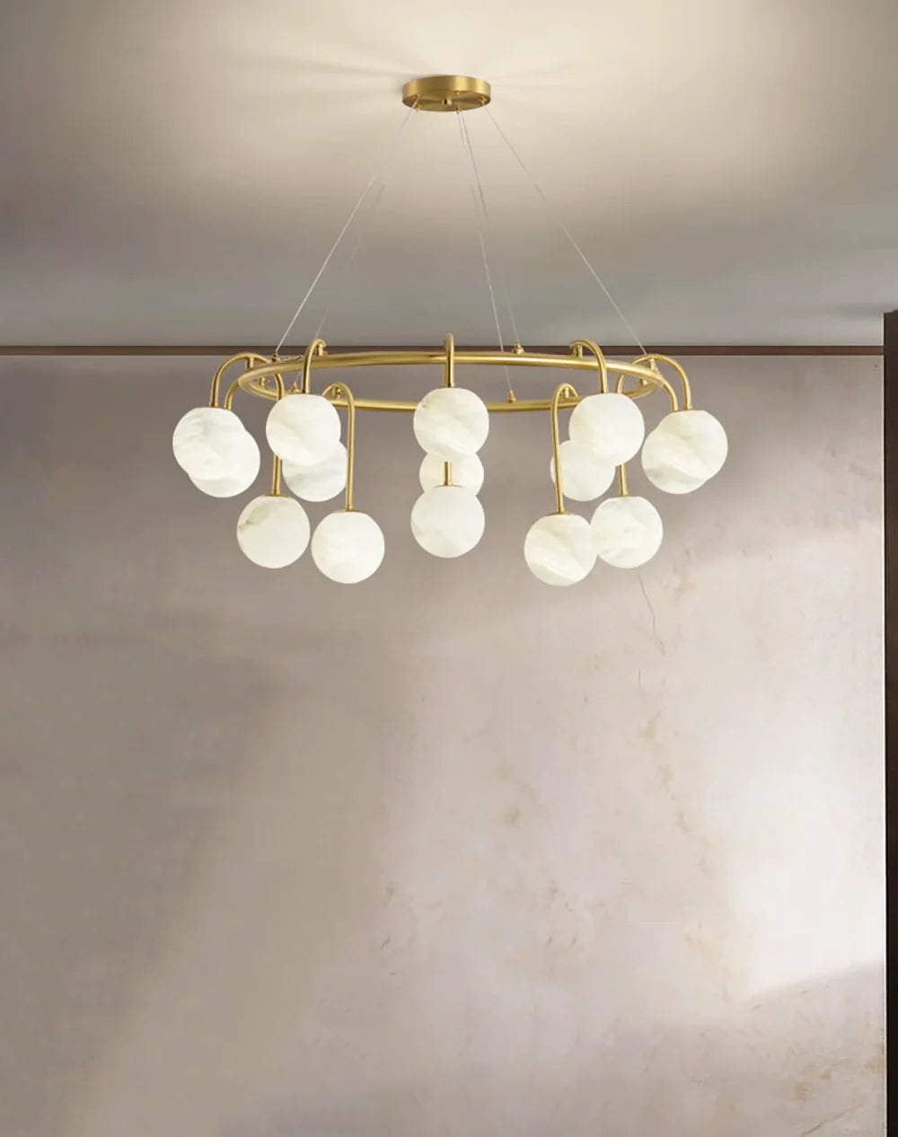 Alabaster Sphere Ring Chandelier