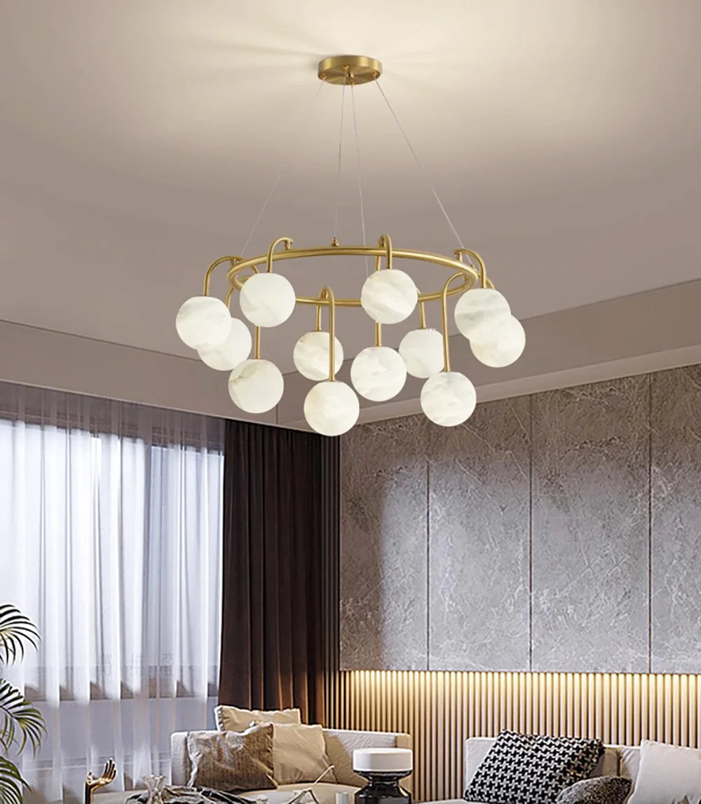Alabaster Sphere Ring Chandelier