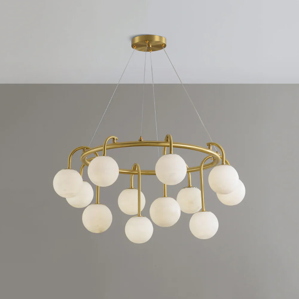 Alabaster Sphere Ring Chandelier