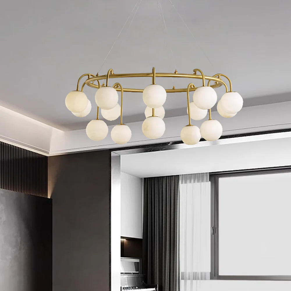 Alabaster Sphere Ring Chandelier