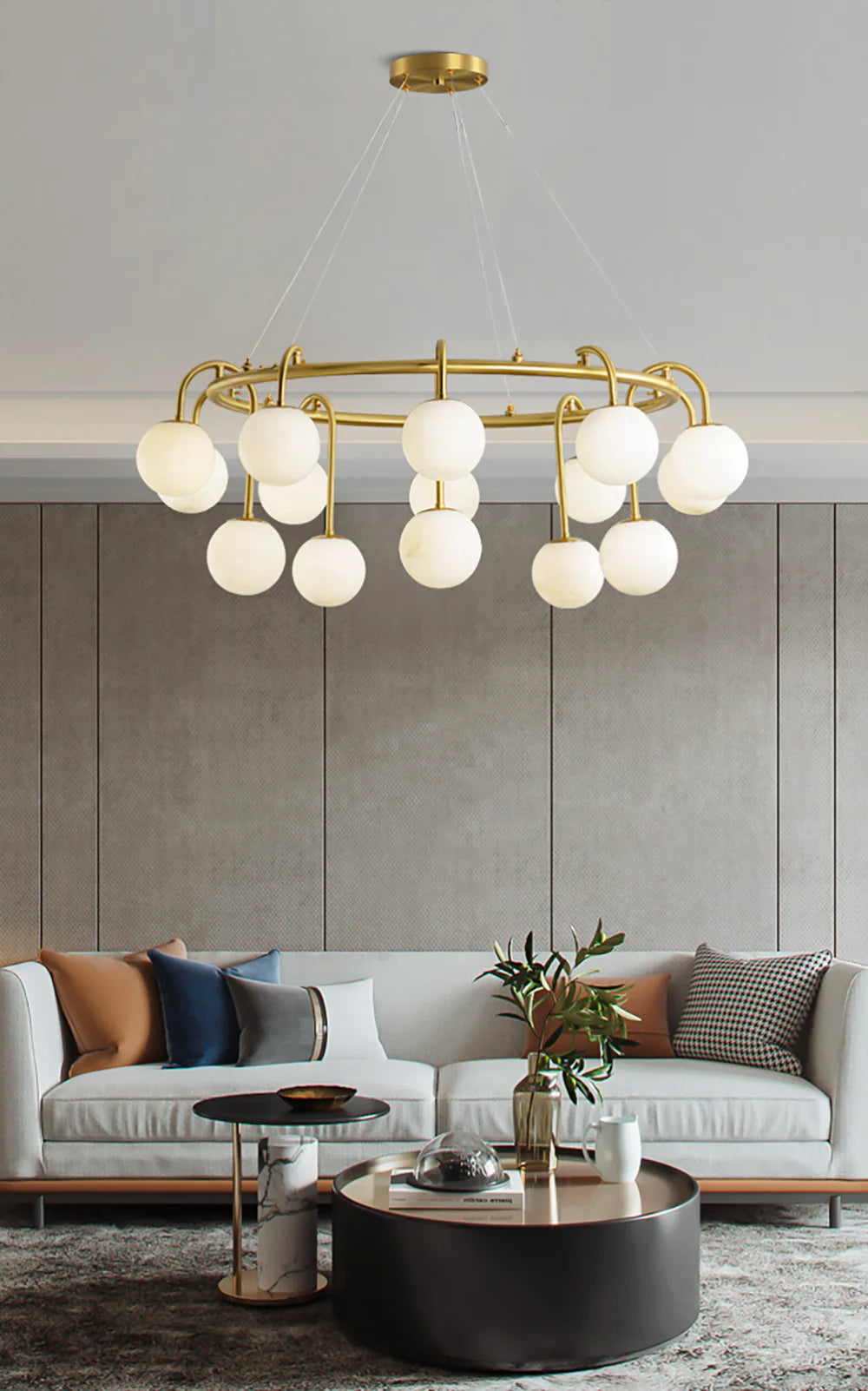 Alabaster Sphere Ring Chandelier