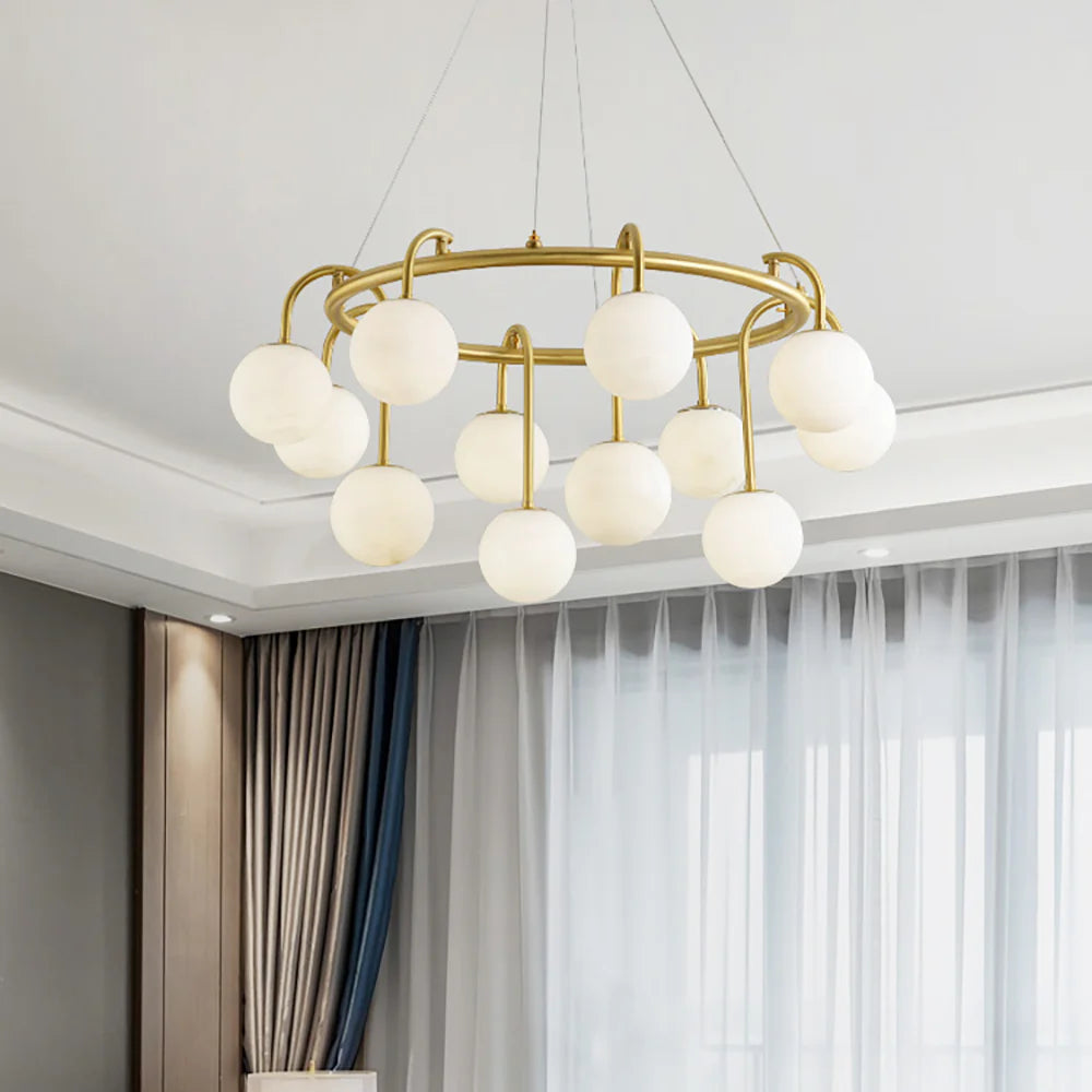 Alabaster Sphere Ring Chandelier
