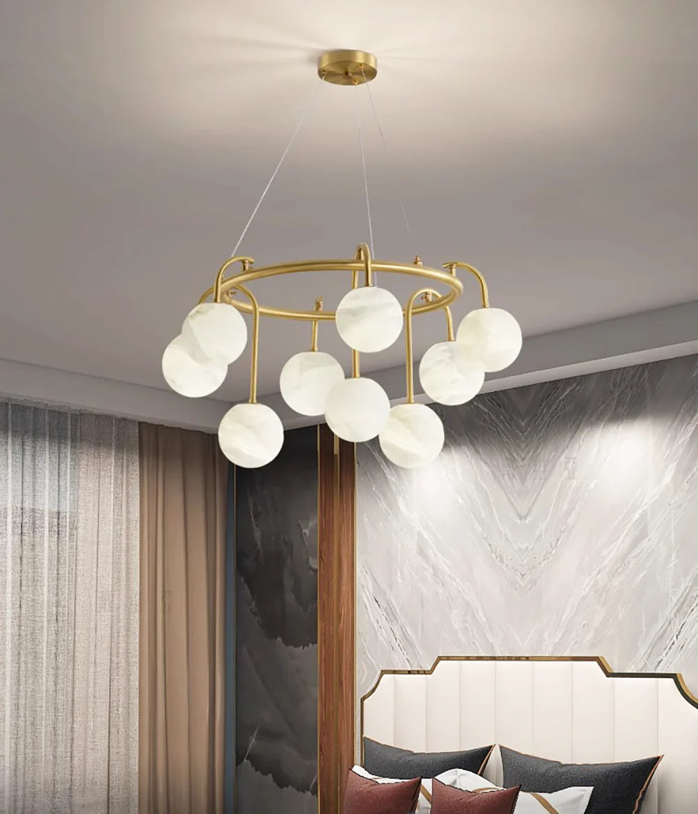 Alabaster Sphere Ring Chandelier