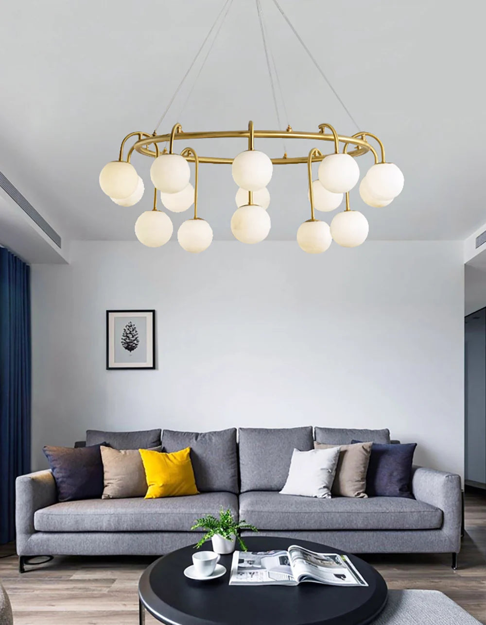 Alabaster Sphere Ring Chandelier