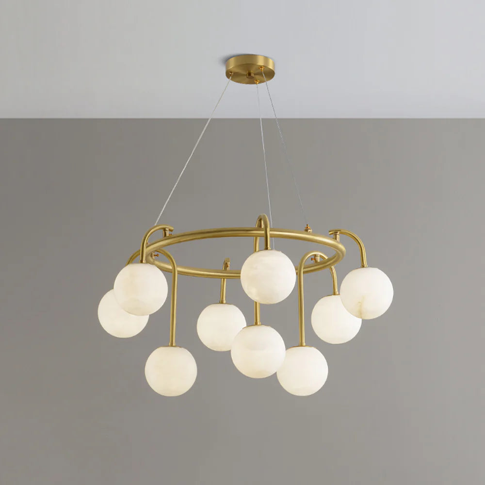 Alabaster Sphere Ring Chandelier