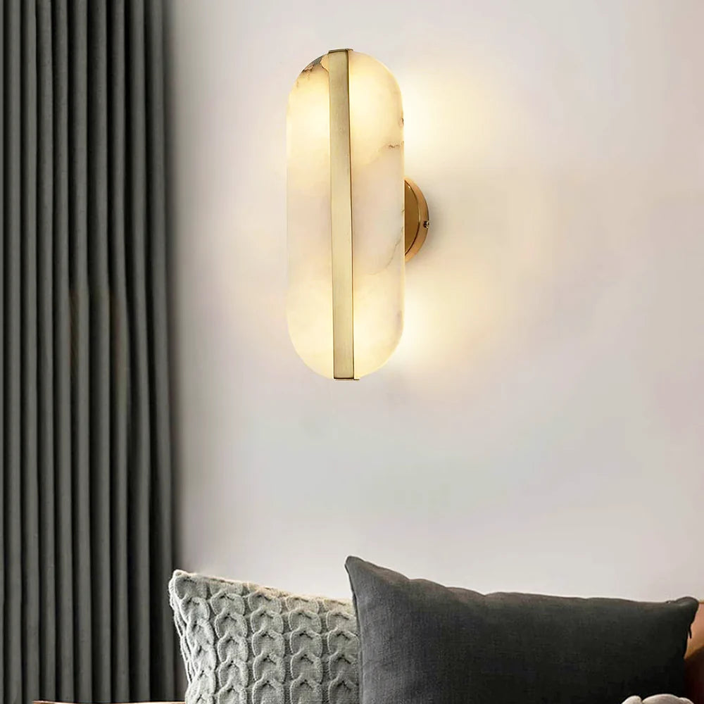 Alabaster Stone Brass Wall Lamp