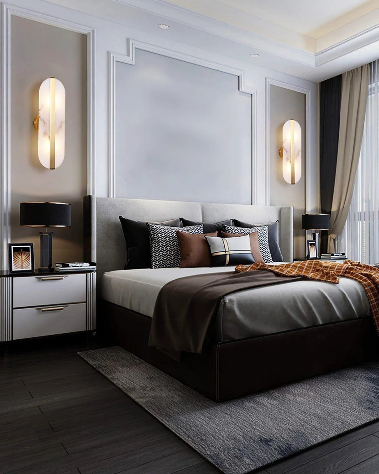 Alabaster Stone Brass Wall Lamp