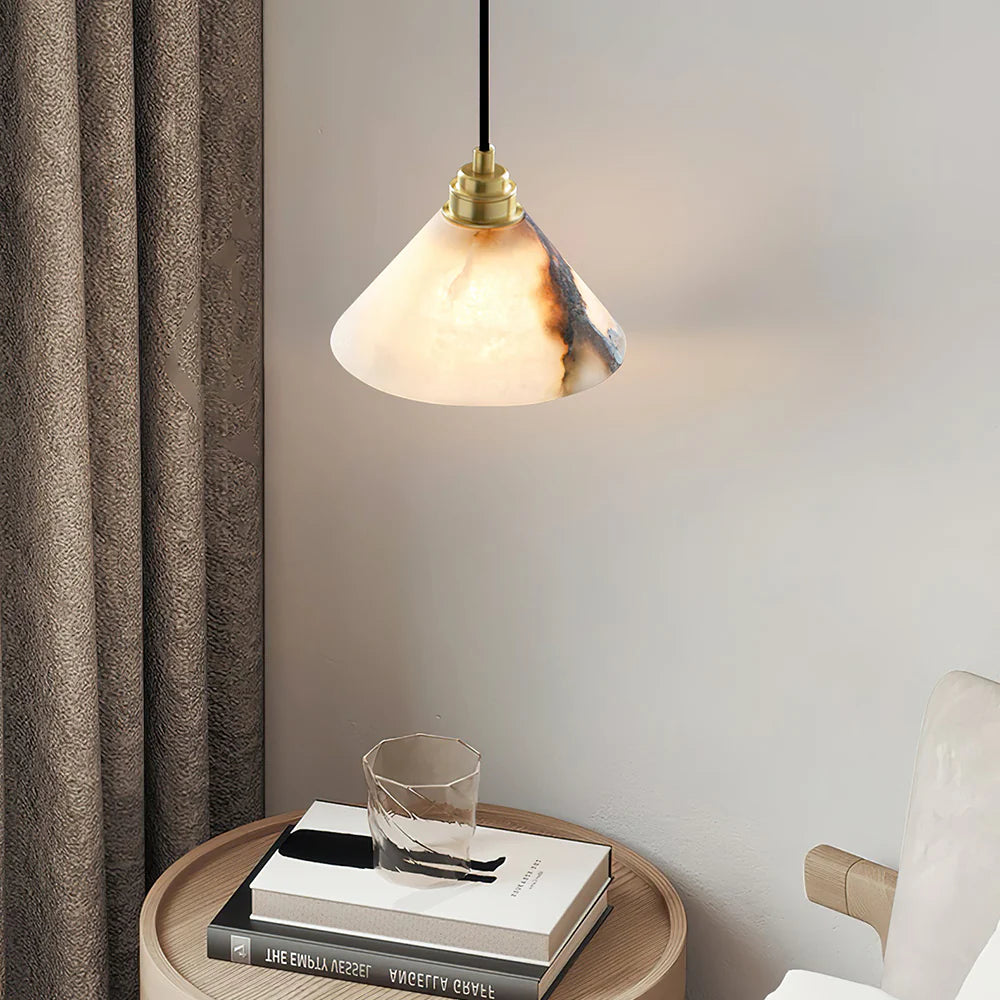 Alabaster Triangle Cone Pendant Light