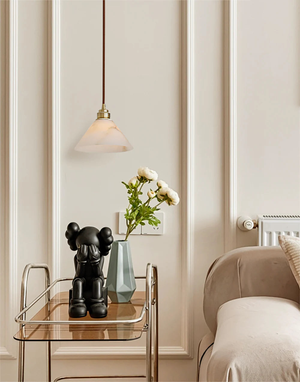 Alabaster Triangle Cone Pendant Light