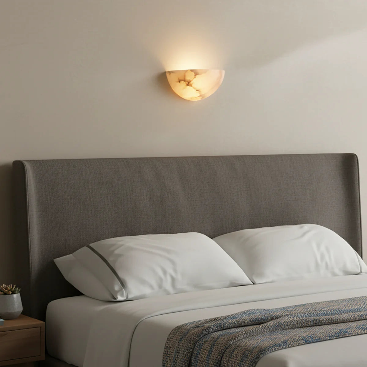 Alabaster Windham Half Bowl Wall Sconce