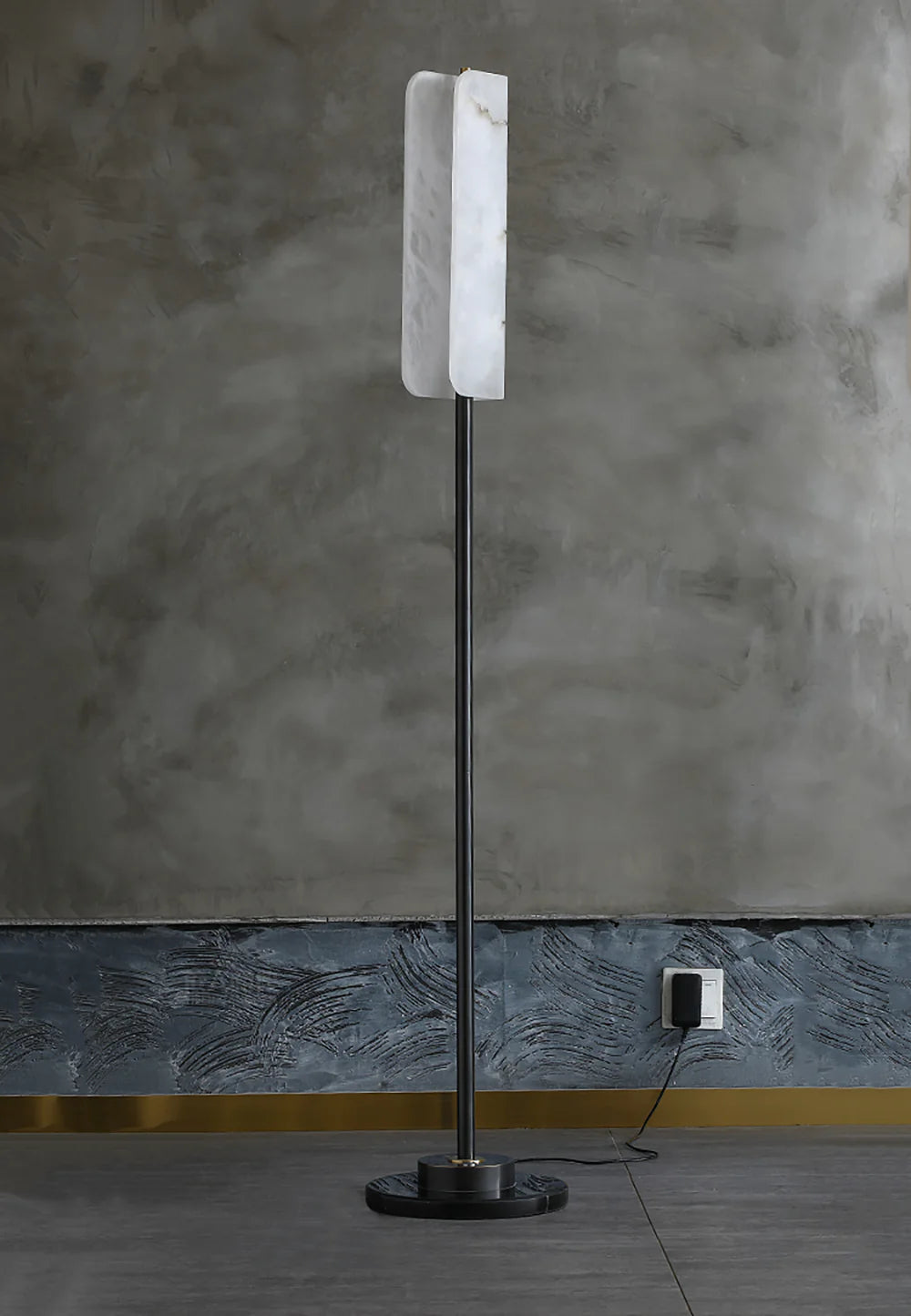 Alabaster Years Brass Floor Lamp