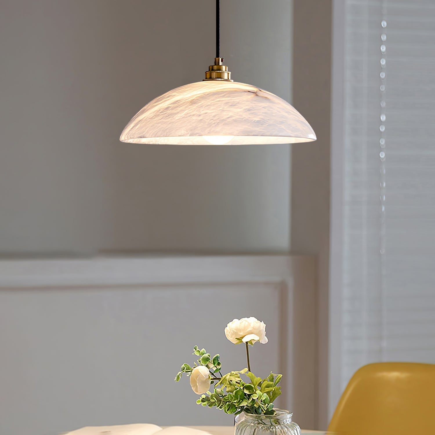 Alabaster Dome Pendant Light