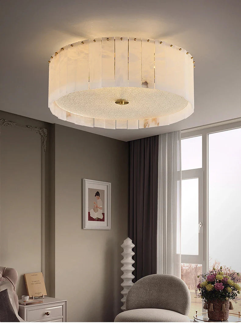 All copper marble ceiling lamp