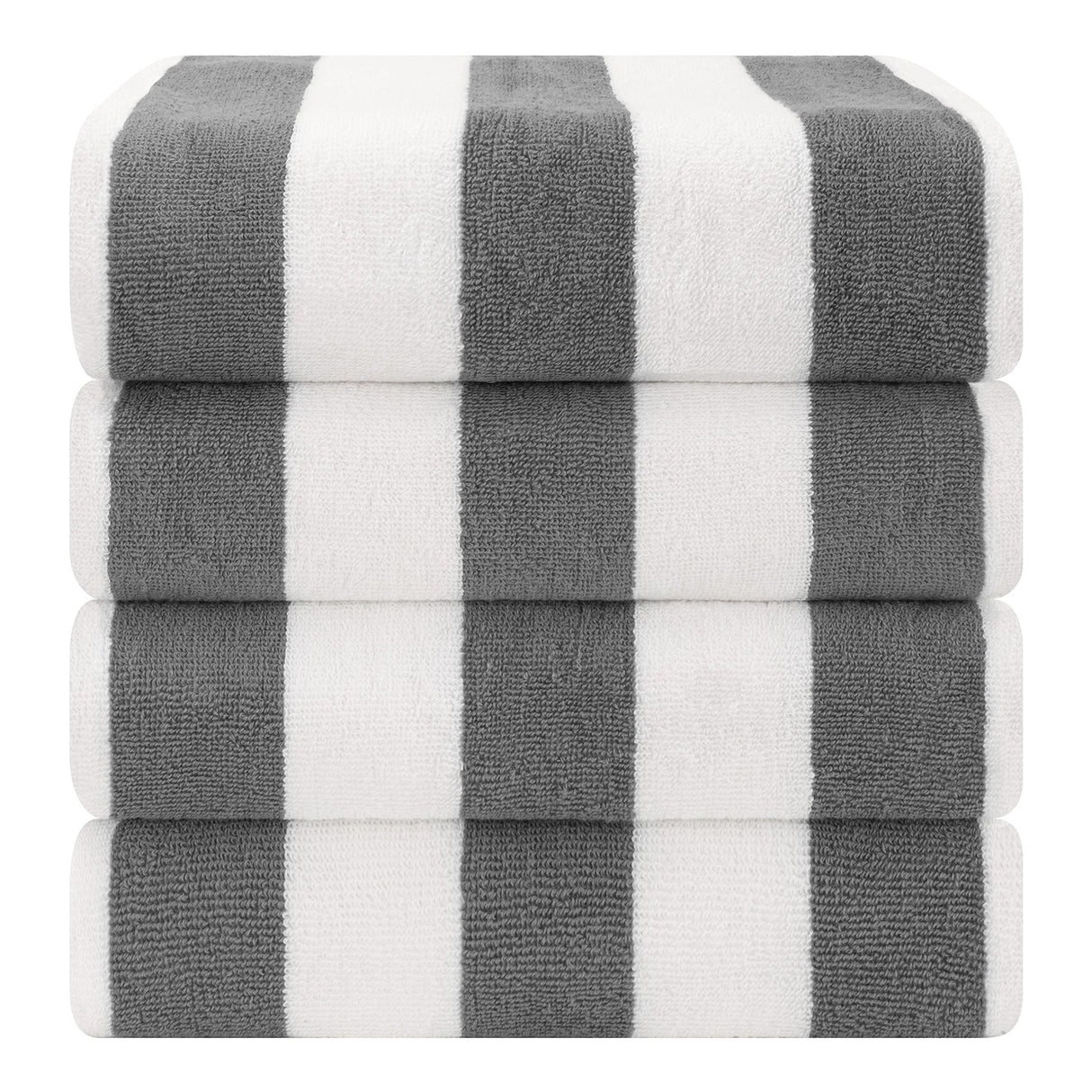 American Soft Linen, Premium Cotton 4 Pack Beach Towels, 30" x 60" Cabana Striped Pool Towels
