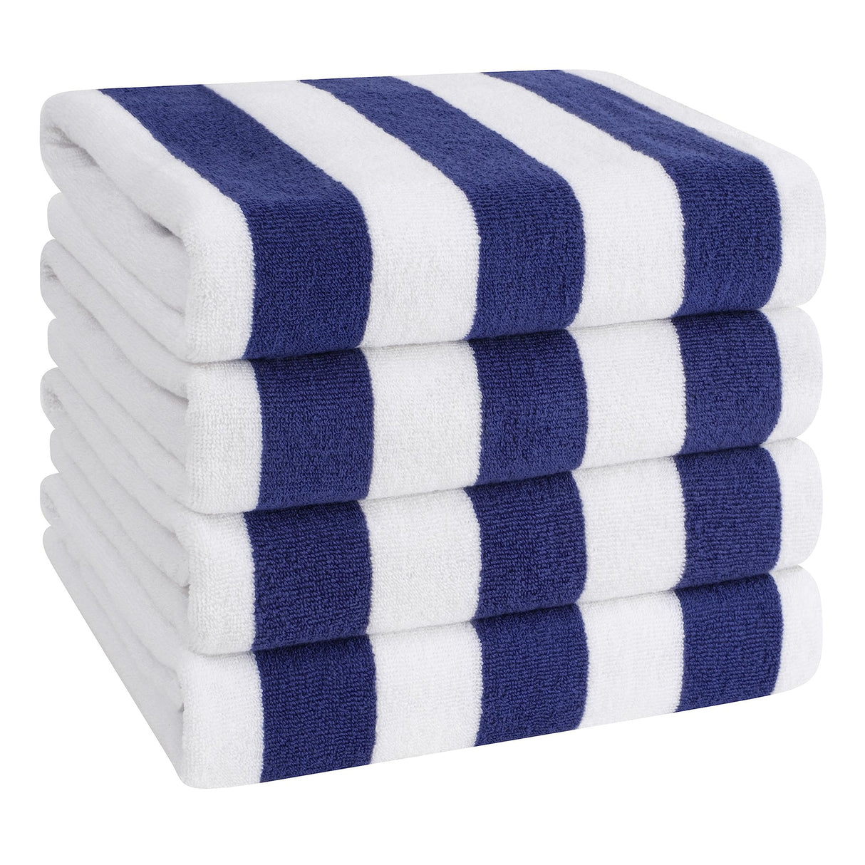 American Soft Linen, Premium Cotton 4 Pack Beach Towels, 30" x 60" Cabana Striped Pool Towels