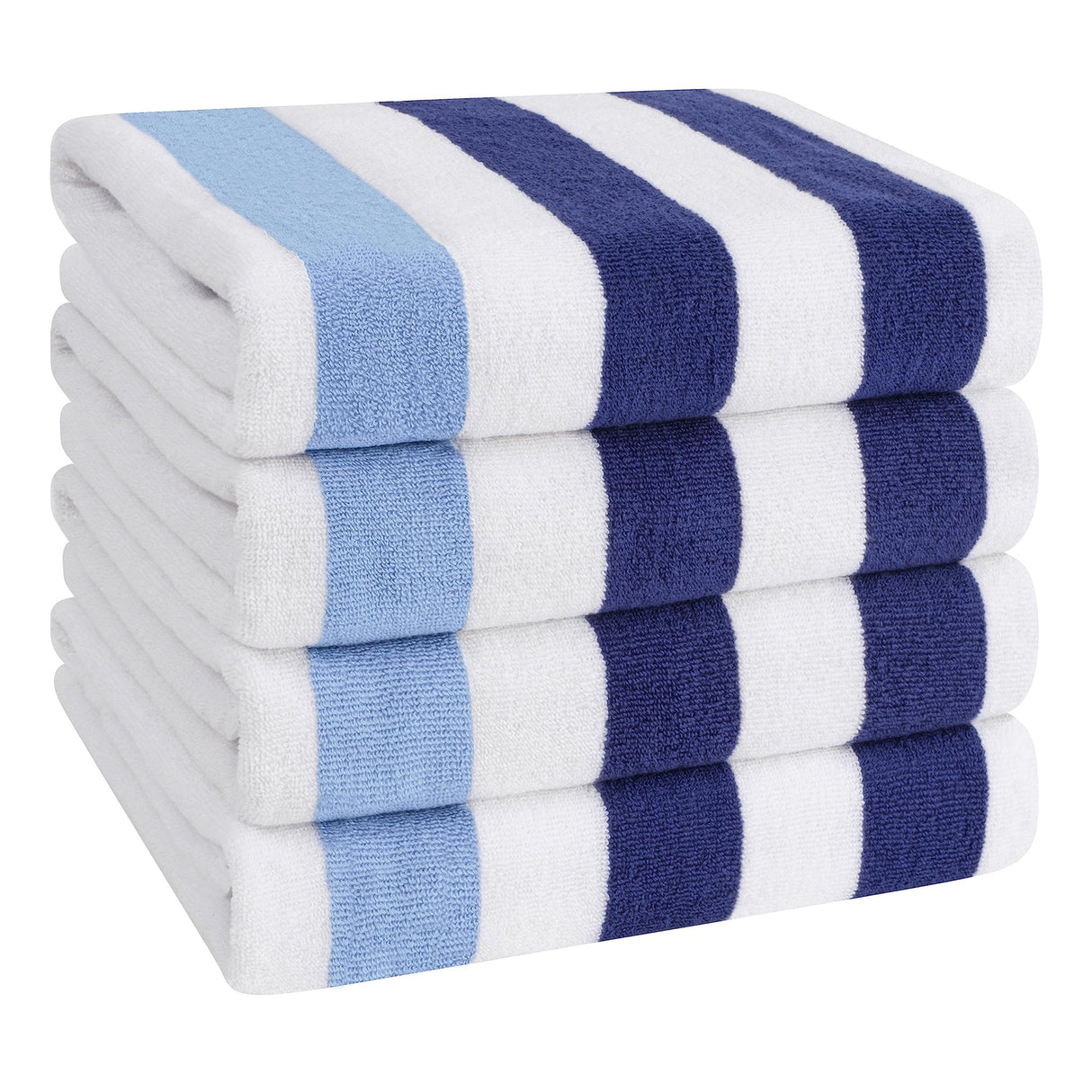 American Soft Linen, Premium Cotton 4 Pack Beach Towels, 30" x 60" Cabana Striped Pool Towels