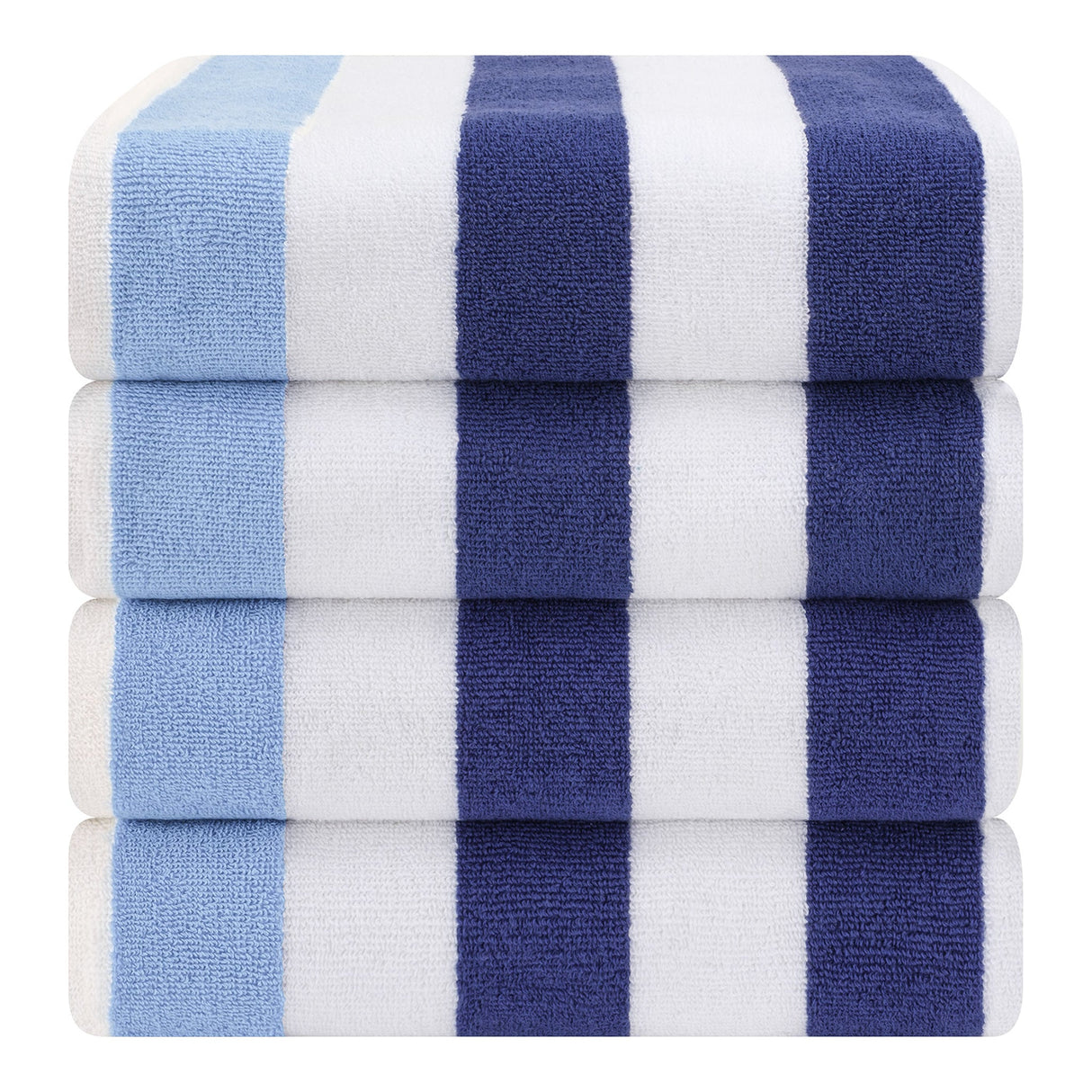 American Soft Linen, Premium Cotton 4 Pack Beach Towels, 30" x 60" Cabana Striped Pool Towels