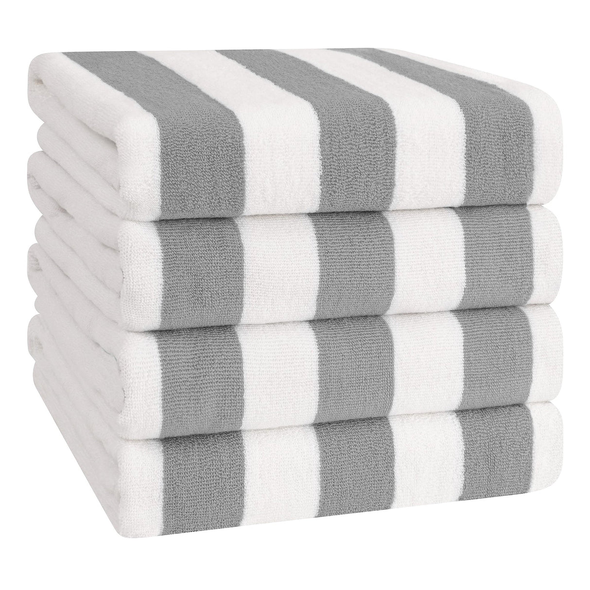 American Soft Linen, Premium Cotton 4 Pack Beach Towels, 30" x 60" Cabana Striped Pool Towels