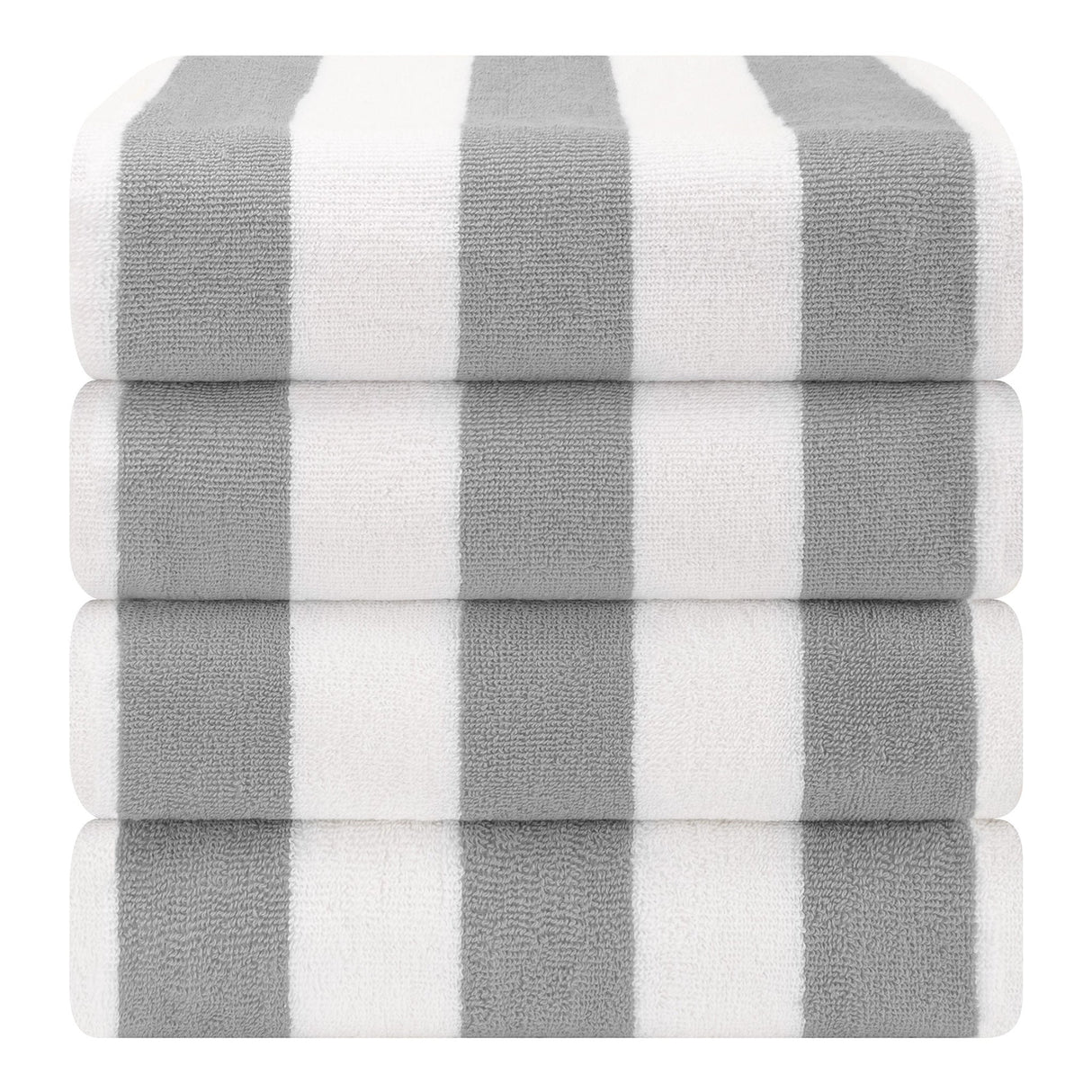 American Soft Linen, Premium Cotton 4 Pack Beach Towels, 30" x 60" Cabana Striped Pool Towels
