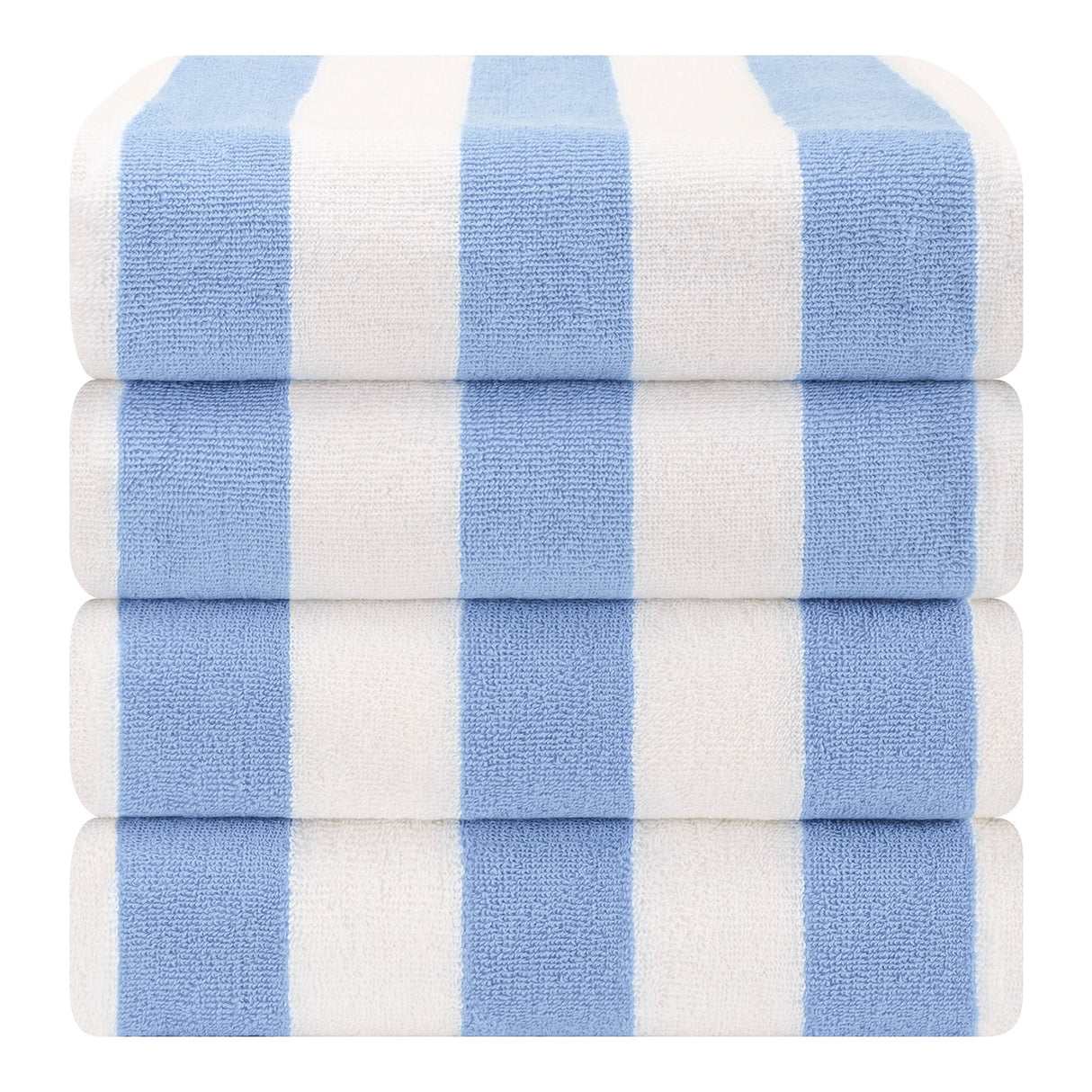 American Soft Linen, Premium Cotton 4 Pack Beach Towels, 30" x 60" Cabana Striped Pool Towels