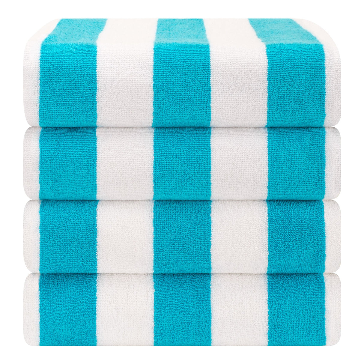 American Soft Linen, Premium Cotton 4 Pack Beach Towels, 30" x 60" Cabana Striped Pool Towels