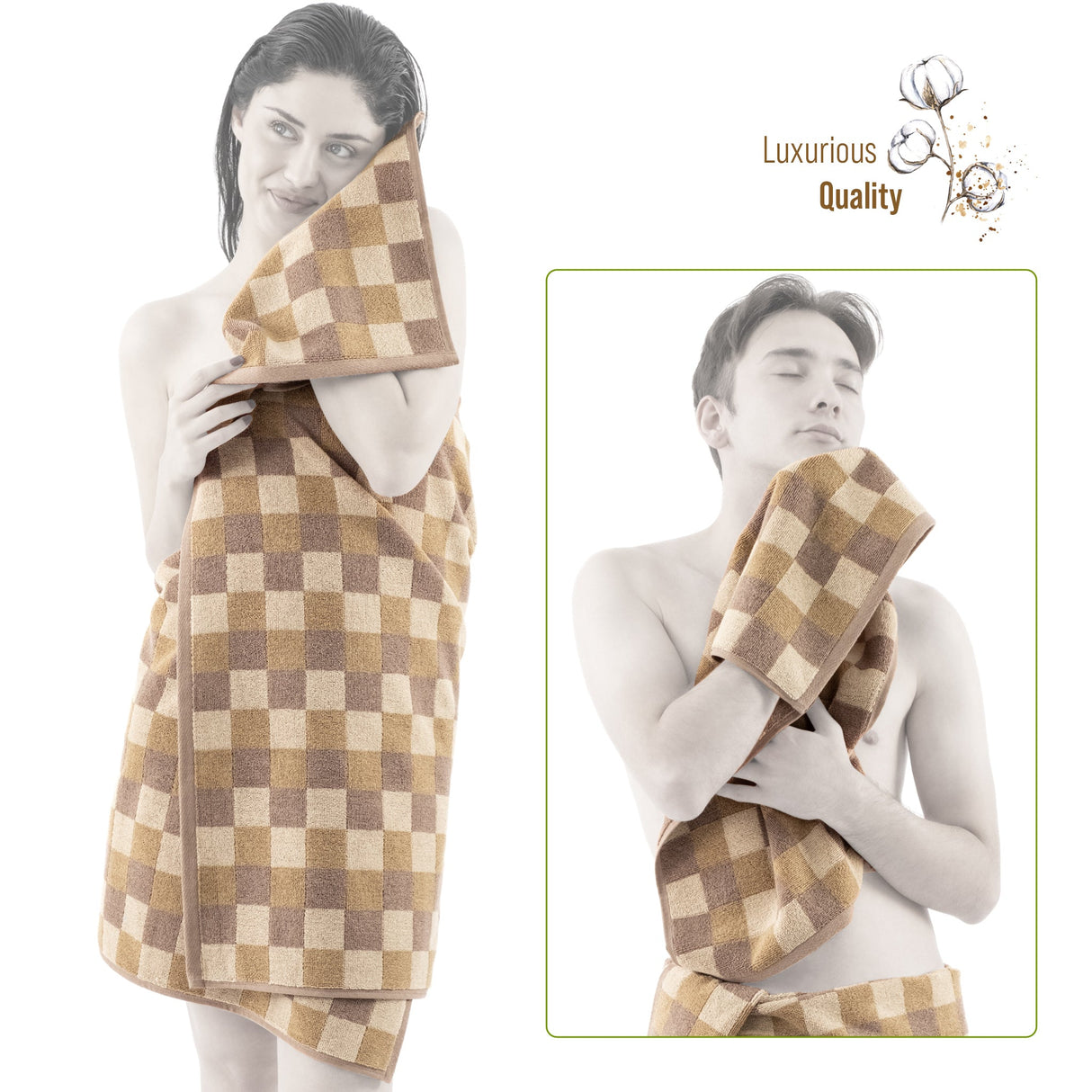 American Soft Linen Wizard Collection 100% Combed Cotton Luxury 6 Piece Towel Set, Yarn Dyed Ultra Soft and Plush 550 GSM Towels for Bathroom