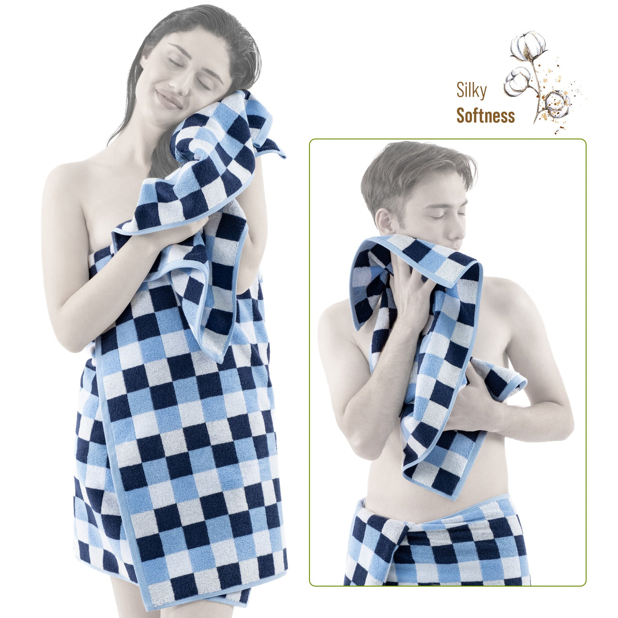 American Soft Linen Wizard Collection 100% Combed Cotton Luxury 6 Piece Towel Set, Yarn Dyed Ultra Soft and Plush 550 GSM Towels for Bathroom