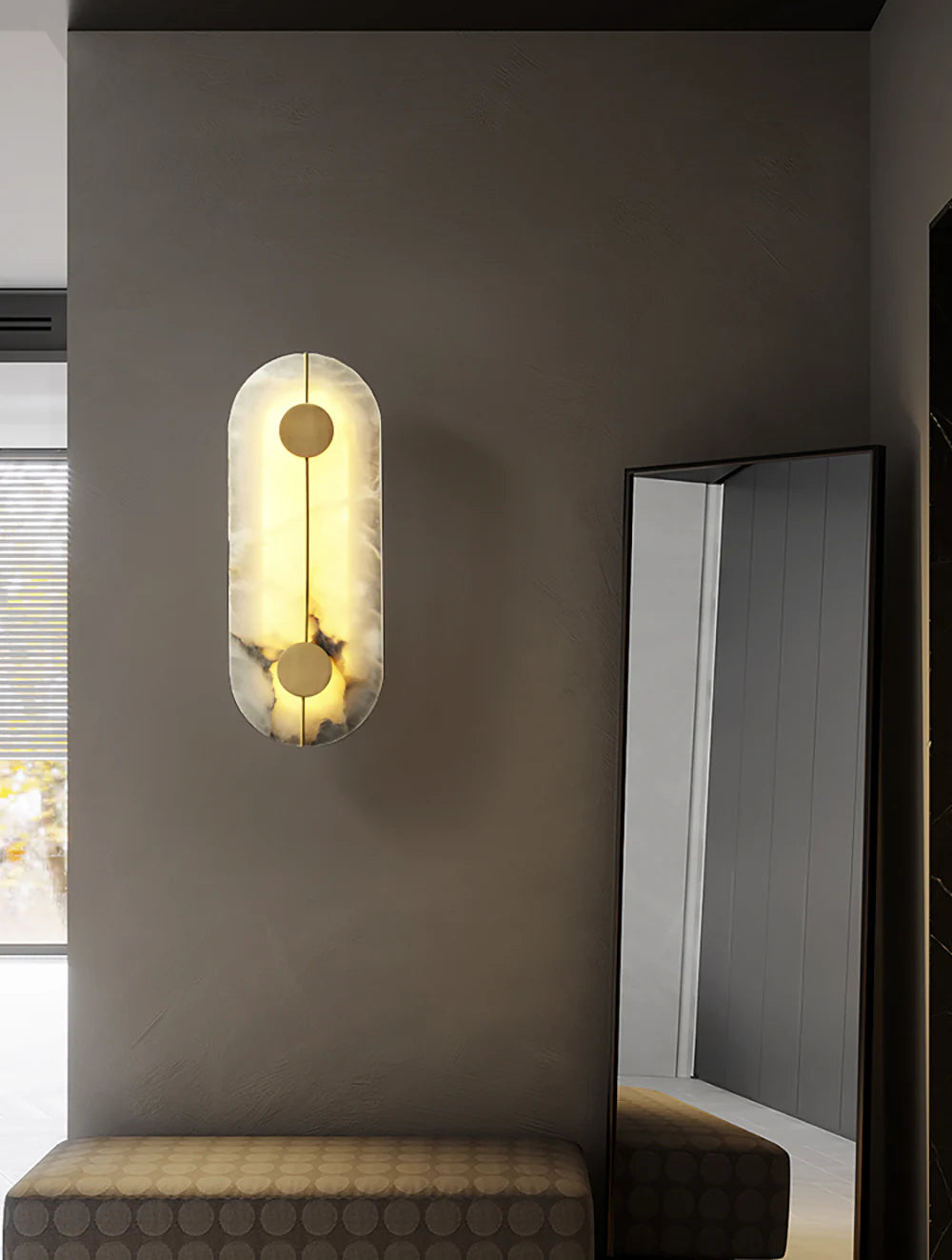 Artistic Brass Alabaster Wall Lamp