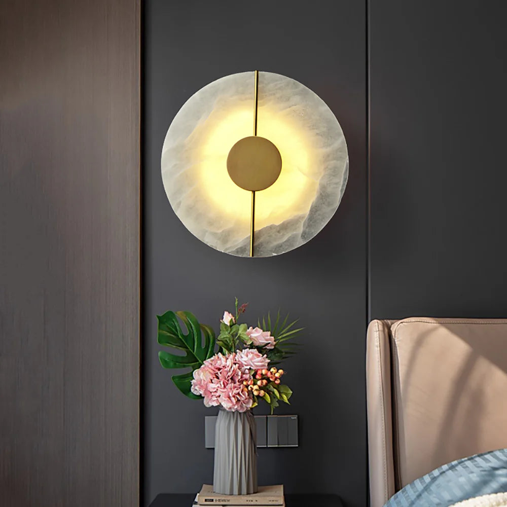 Artistic Brass Alabaster Wall Lamp