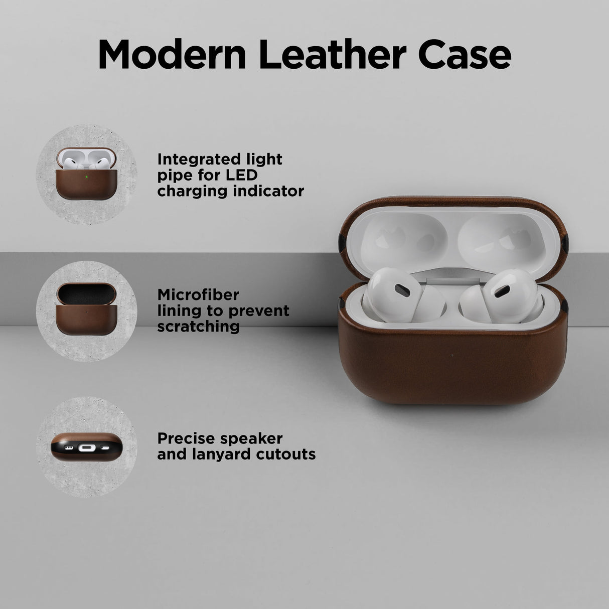 Modern Leather Case - Airpods Pro (2nd gen) | Rustic Brown | Horween