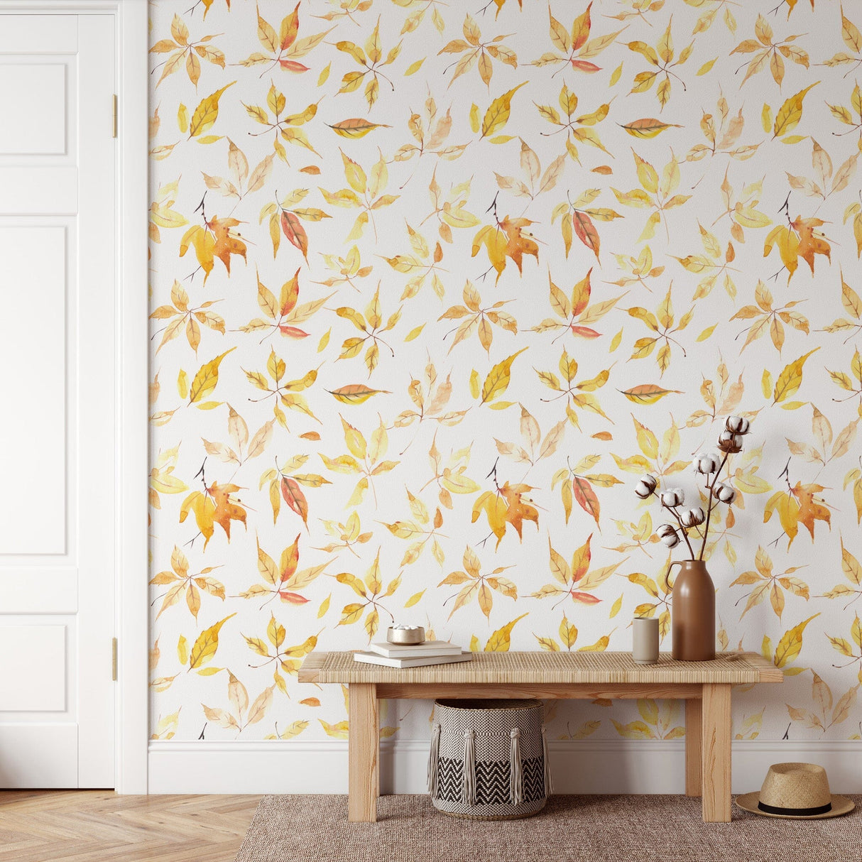 Yellow Fall Leaves Wallpaper - Removable Wallpaper