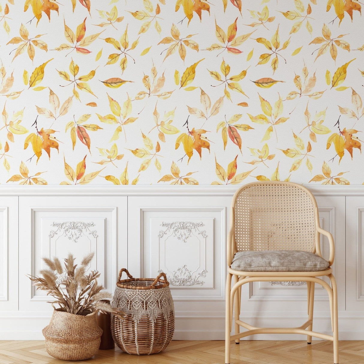 Yellow Fall Leaves Wallpaper - Removable Wallpaper