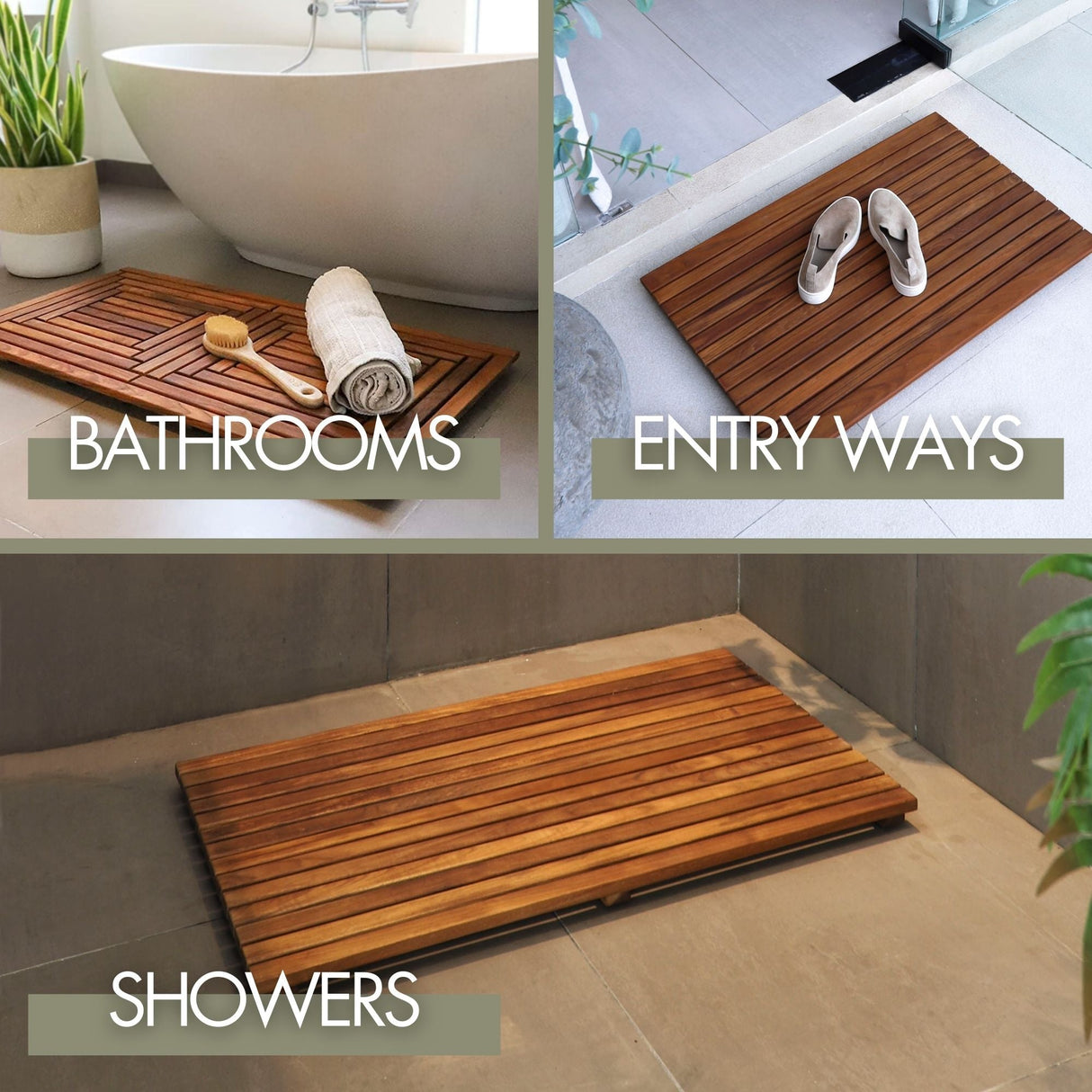 Bel Air Indoor or Outdoor Teak Shower and Bath Mat 31.4″ x 19.6″