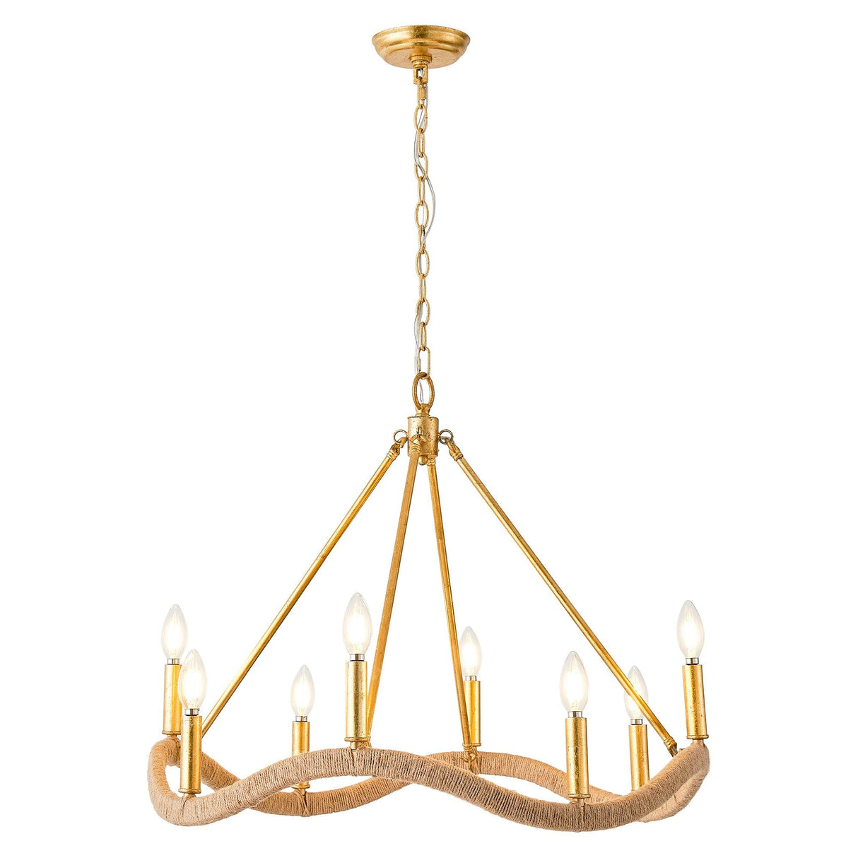 8-Light Golden Modern Candle Chandelier