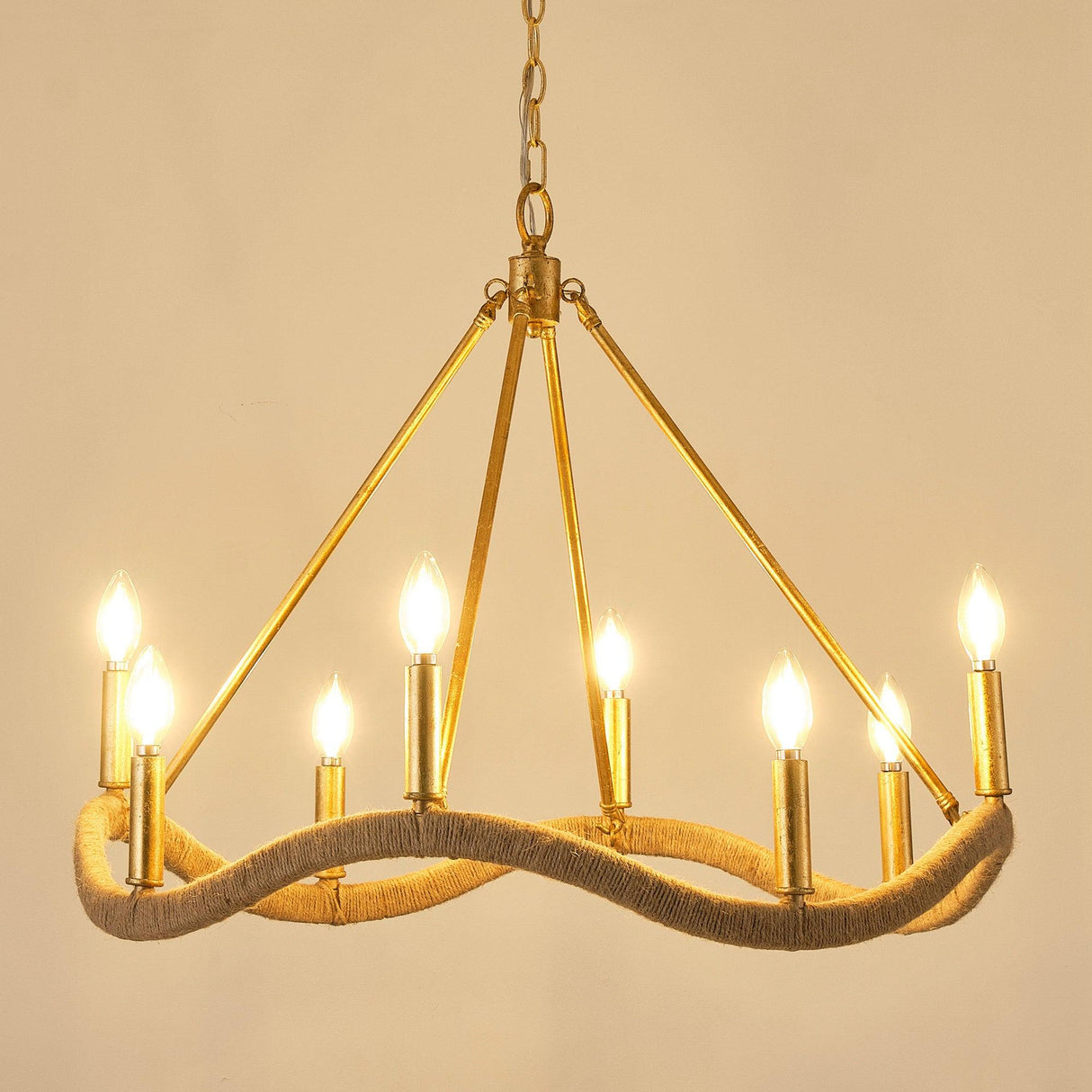 8-Light Golden Modern Candle Chandelier