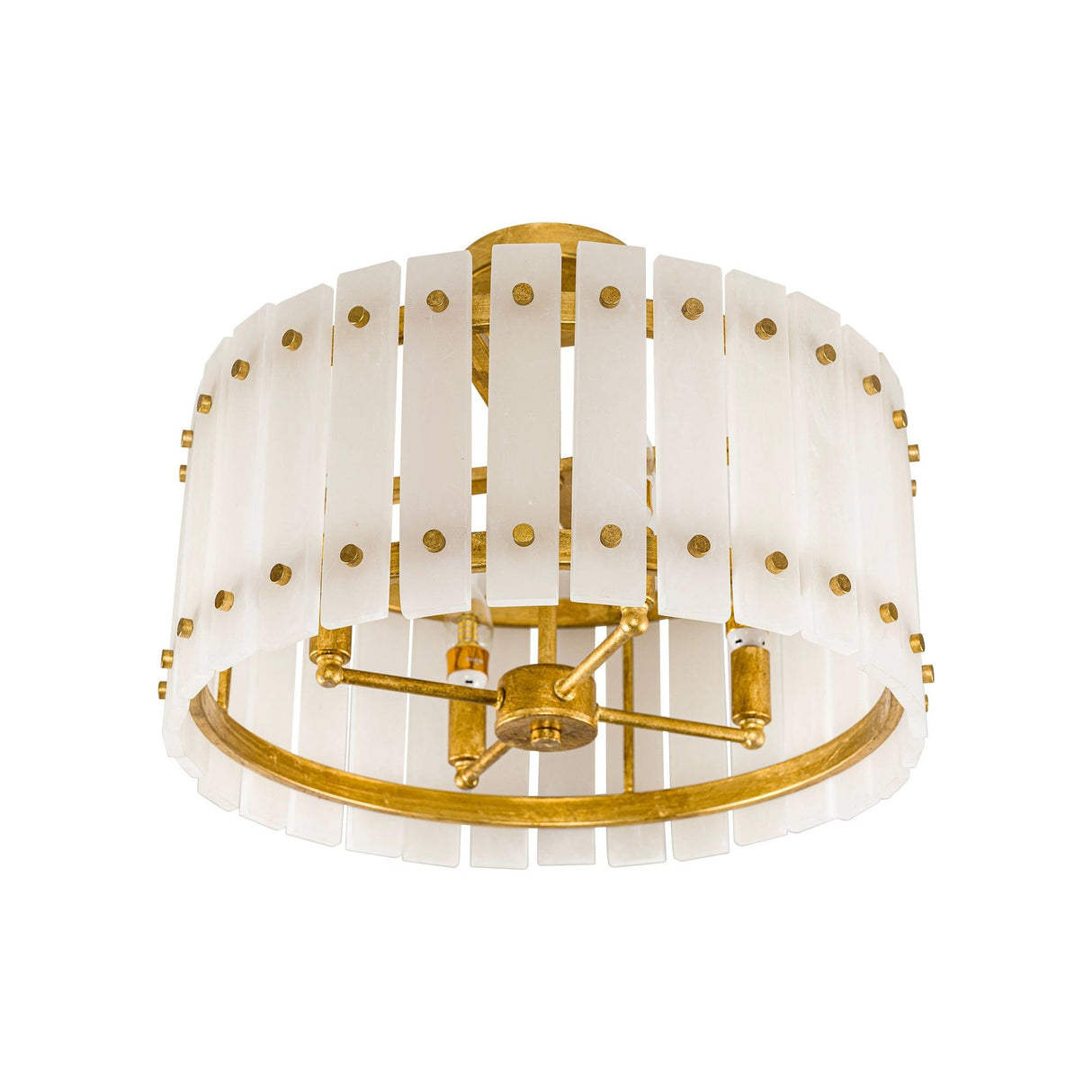 4-Light Modern Drum Marble Semi Flush Mount Ceiling Light