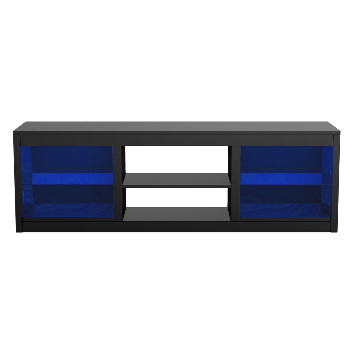 66" Modern LED TV Stand Entertainment Center with Glass Shelves for Living Room