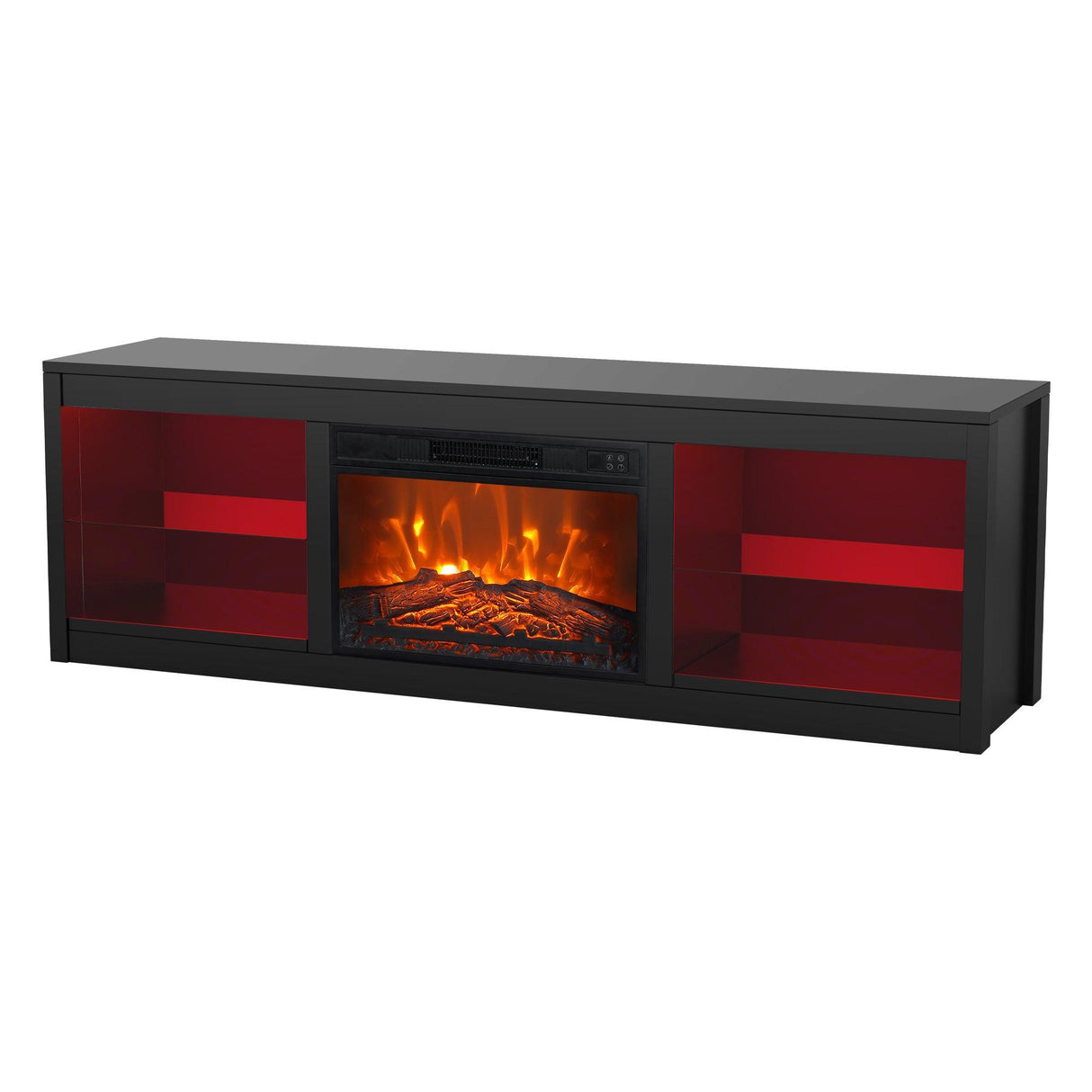Modern 66" LED TV Stand with 23" Insert Electric Fireplace for Living Room